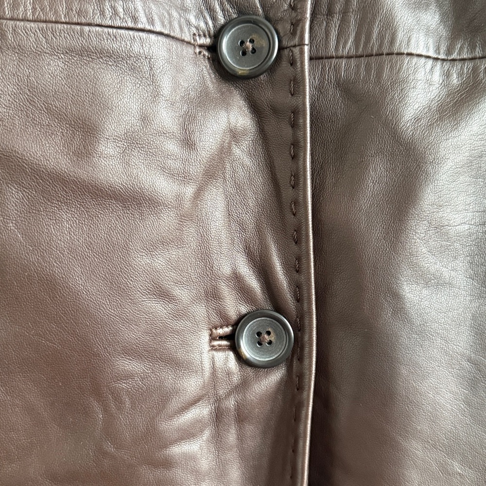Women's Vintage Leather Banana Republic Mid-Length Coat - Picture 6 of 9